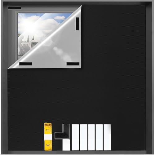 Dachfenster Verdunkelung,100X145CM Verdunklungsstoff Sets,Lichtdicht Selbstklebend Verdunklungsfolie für Fenster für Urlaub Innen Dachschräge Fenster von Qxsuse