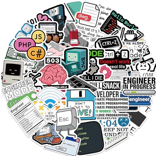 2 X 50 Stück Programmer Aufkleber, Programmierer Entwickler Aufkleber Pack, programmierer aufkleber für Laptop, Wasserdichte Vinyl Aufkleber, für Scrapbook,Skateboard,Auto,Gepäck von Qxwuyazbryl