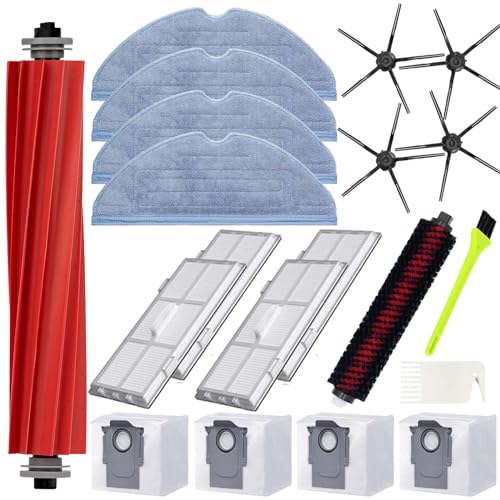 Qygba Zubehör für Roborock S7 MaxV Ultra / S7 Pro Ultra, Ersatzteile Umfassen 1 Hauptbürste, 4 Wischtücher, 4 Filter, 4 Seitenbürsten, 4 Staubbeutel, 1 Selbstreinigende BüRste von Qygba