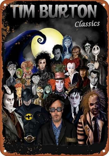Tim Burton Classics Poster Blechschild Metall Vintage Blechschilder Bar Cafe Home Wall Decor Retro Poster 20,3 x 30,5 cm von Qyhdnhjslo