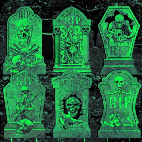 Halloween-Dekorationen für den Außenbereich, Grabsteine leuchten im Dunkeln, Gruselige Totenkopf-Grabsteine, gruselige Hof- und Rasengarten-Requisiten, gruselige Skelett-Grabsteine für Halloween-Dekorationen für den Außenbereich, Grabsteine leuchten im Dunkeln, Gruselige Totenkopf-Grabsteine, gruselige Hof- und Rasengarten-Requisiten, gruselige Skelett-Grabsteine für von Qylazune