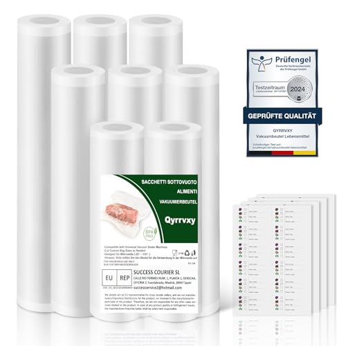 Qyrrvxy vakuumierbeutel - 8 Rollen, Reißfeste Vakuumierfolie 30/25/20 * 350 cm - 190µm, BPA-frei, vakuumbeutel lebensmittel für alle Vakuumierer,Mikrowellen and Sous Vide Qyrrvxy vakuumierbeutel - 8 Rollen, Reißfeste Vakuumierfolie 30/25/20 * 350 cm - 190µm, BPA-frei, vakuumbeutel lebensmittel für alle Vakuumierer,Mikrowellen and Sous Vide von Qyrrvxy