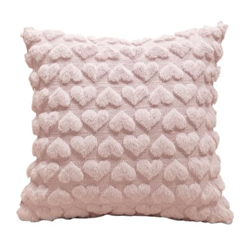 Qzdtue Love Heart Pattern Pillow Case - 45x45cm/18x18inch Valentine Throw Pillow Covers, Square Cushion Cover for Living Room, Bedroom, Cozy Heart Pillow Case for Valentine's Day Decoration von Qzdtue