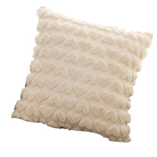 Qzdtue Love Heart Pattern Pillow Case - 45x45cm/18x18inch Valentine Throw Pillow Covers, Square Cushion Cover for Living Room, Bedroom, Cozy Heart Pillow Case for Valentine's Day Decoration von Qzdtue