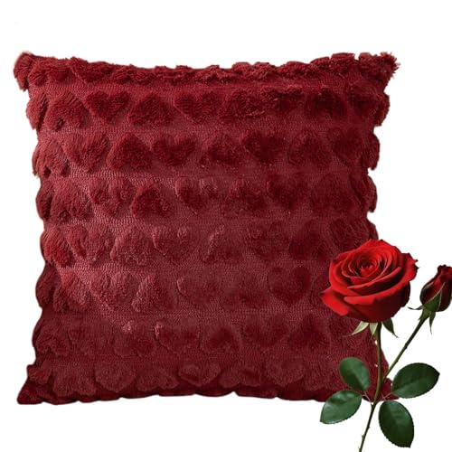 Qzdtue Love Heart Pattern Pillow Case - 45x45cm/18x18inch Valentine Throw Pillow Covers, Square Cushion Cover for Living Room, Bedroom, Cozy Heart Pillow Case for Valentine's Day Decoration von Qzdtue