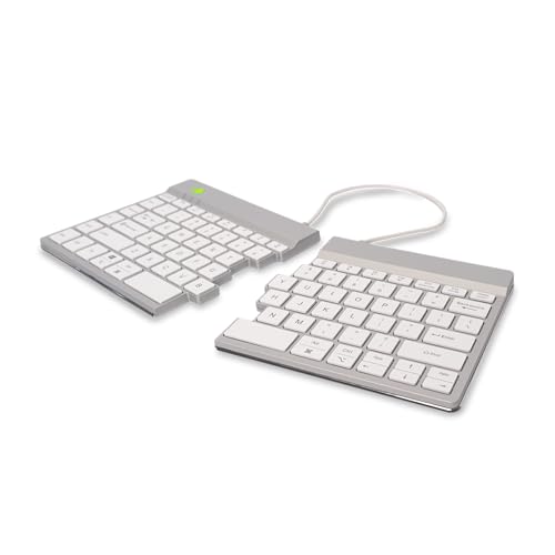 R-Go Split Tastatur, Bluetooth 5.0, Mit Anti-RSI-Software, Ergonomische Design mit Geteilte Tastenfeld, QWERTY US Layout, Weiss von R-Go Tools