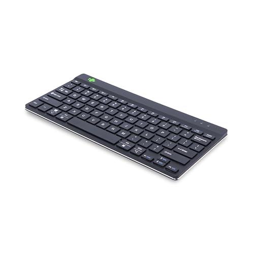 R-Go Compact Break Tastatur, QWERTY US Layout, Mit Pausenanzeige, Ergonomische flaches Design, Bluetooth 5.0 Kabellos, Schwarz, Kompatibel mit Windows/MacOS von R-Go Tools
