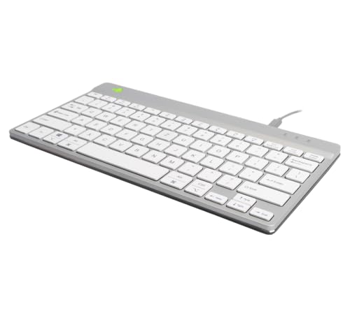 R-Go Compact Break Tastatur mit Kabel, QWERTZ Deutsches Layout, Mit Anti-RSI Software, Ergonomische flaches Design, Kompatibel mit Windows/MacOS, Weiss von R-Go Tools