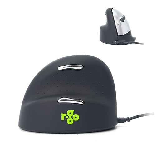 R-Go HE Ergonomische Maus Linkshandige, Für große Hand, Mit Anti-RSI-Software, Drahtgebundenen, 3500DPI, 5 Tasten, Vertikale Ergo Maus für Windows/MacOS/Linux, Schwarz von R-Go Tools
