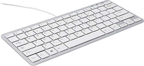 R-Go Kompakte Ergonomische Tastatur - QWERTY (UK) Natürliche Tastatur mit flacher Oberfläche - Verkabelte USB-tastatur mit kompakte Design - Leichter Tastenanschlag - LED - Weiß von R-Go Tools