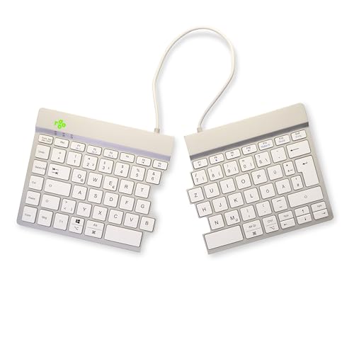 R-Go Split Tastatur, Bluetooth 5.0, Mit Anti-RSI-Software, Ergonomische Design mit Geteilte Tastenfeld, Multi-Media Bedienelemente, QWERTZ Deutsches Layout, Kompatibel mit Windows/MacOS, Weiss von R-Go Tools