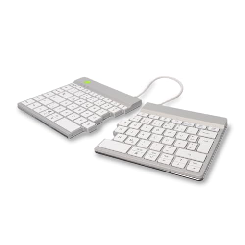 R-Go Split Tastatur, Bluetooth 5.0, Mit Anti-RSI-Software, Ergonomische Design mit Geteilte Tastenfeld, Multi-Media Bedienelemente, QWERTZ Deutsches Layout, Kompatibel mit Windows/Linux/Mac, Weiss von R-Go Tools