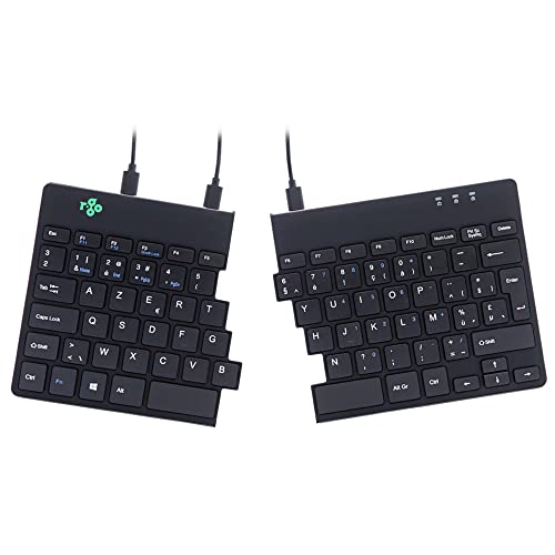 R-Go Split Tastatur, Ergonomische Design mit Geteilte Tastenfeld und Integrierter Pausenanzeige, AZERTY (BE) Layout, USB Kabelgebunden, Schwarz von R-Go Tools