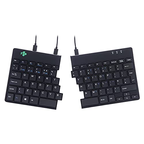 R-Go Split Tastatur, Ergonomische Design mit Geteilte Tastenfeld und Integrierter Pausenanzeige, QWERTY (UK) Layout, USB Kabelgebunden, Schwarz von R-Go Tools