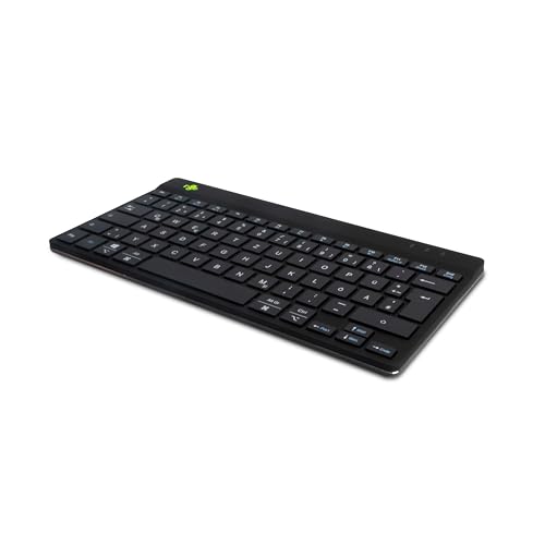 R-Go Compact Break Tastatur, Bluetooth 5.0, QWERTZ Deutsches Layout, Mit Anti-RSI Software, Ergonomische flaches Design, Kompatibel mit Windows/MacOS, Schwarz von R-Go Tools