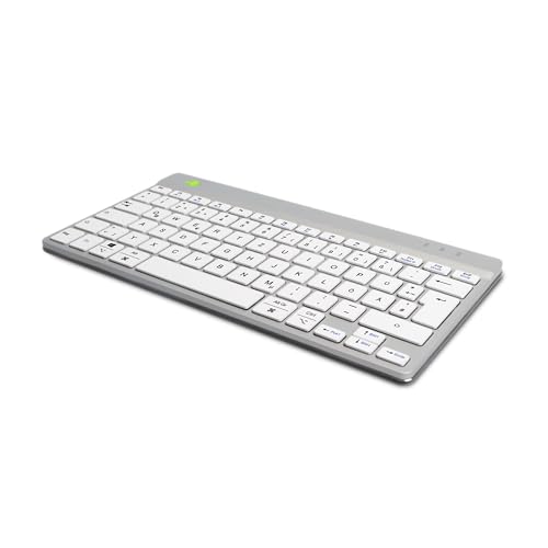 R-Go Compact Break Tastatur, Bluetooth 5.0, QWERTZ Deutsches Layout, Mit Anti-RSI Software, Ergonomische flaches Design, Kompatibel mit Windows/Microsoft/Linux/Mac, Weiss von R-Go Tools