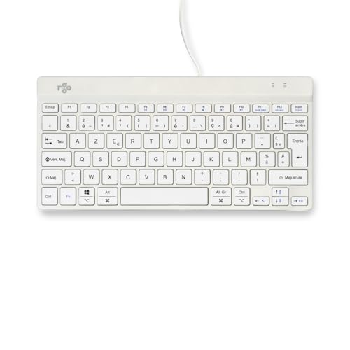 R-Go Compact Break-Tastatur, kabelgebunden, USB-C, mit Pausen-Software, AntiSI, Multimedia-Hotkeys, französisches AZERTY, kompatibel mit Windows/Mac/Linux, Weiß von R-Go Tools