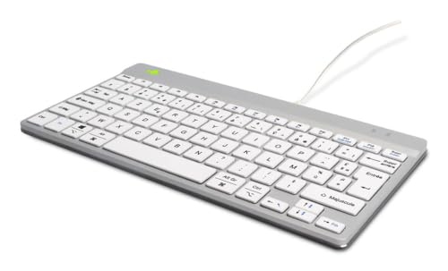 R-Go Compact Break-Tastatur, kabelgebunden, USB-C, mit Pausen-Software, AntiSI, Multimedia-Hotkeys, französisches AZERTY, kompatibel mit Windows/Mac/Linux, Weiß von R-Go Tools
