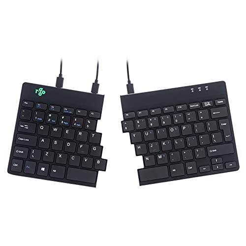 R-Go Split Tastatur, Ergonomische Design mit Geteilte Tastenfeld und Integrierter Pausenanzeige, QWERTY (US) Layout, USB Kabelgebunden, Schwarz von R-Go Tools