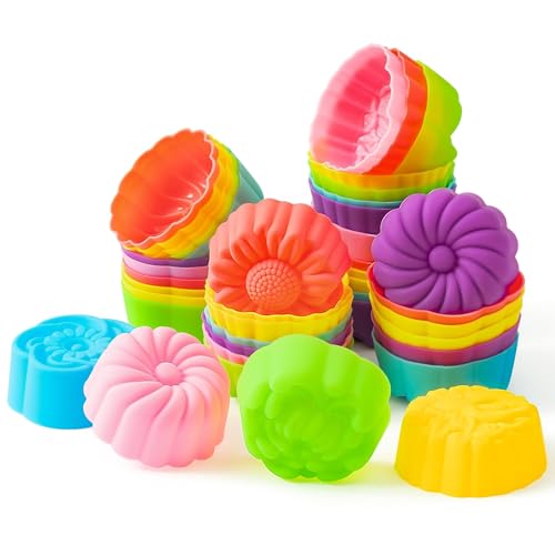 R HORSE Morning Glory Baking Cup 42P, Morgenlatte Gänseblümchen Kürbisblüten Pfingstrosen Pimpernel Form, Leicht Zu reinigen Antihaft Backwaren für Eis Kuchen von R HORSE