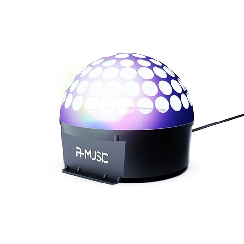 R-MUSIC ATRO L - Disco Ball - 180° drehbar - Bühnenlicht mit zufälliger Kugelprojektion und RGB Ringen - LED RGB Lichteffekt - Wandaufhängung per Schraube - für Party, DJ, Bar, Club von R-MUSIC