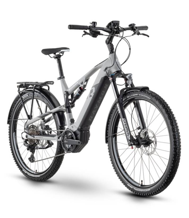 R Raymon E-Bike 27,5"x56cm Raymon CrossRay E FS 5.0 Grey, 9 Gang Tektro RD-M350, 9-S Schaltwerk, Mittelmotor von R Raymon