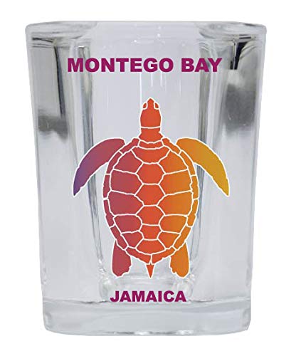 Montego Bay Jamaica Schnapsglas, quadratisch, Regenbogen-Schildkröte von R and R Imports