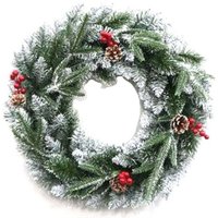 50cmlangeschneegrünetannengirlandemitbeeren,tannenzapfenundkranzfürweihnachtsdekorationen von R & G