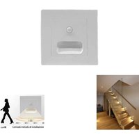 Quadratische Weisse Led-Stufenleuchte Mit Bewegungssensor, Warmes Licht 3000k von R & G