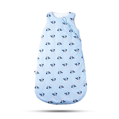 R&M ORIENT Ganzjahres Babyschlafsack – Standard 100 Oeko-TEX – Bequem & Atmungsaktiv aus 100% Bio-Baumwolle – Seitlicher 2-Wege-Reißverschluss – 2.5 TOG (Blue Cactus; 70 cm; 0-6 Monate) von R&M ORIENT