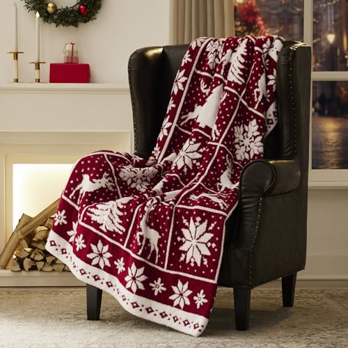 R.SHARE Weihnachtsdecke Kuscheldecke Flauschig Weihnachts Decke Warm Winter Weich Sofadecke Weihnachten Sofaüberwurf Wohndecke Couchdecke Für Bett Sofa,150 x 200 cm,Rot von R.SHARE