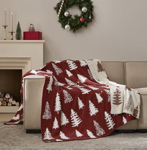 R.SHARE Weihnachtsdecke Kuscheldecke Flauschig Weihnachts Decke mit Goldfaden Warm Winter Weich Sofadecke Weihnachten Sofaüberwurf Wohndecke Couchdecke,125 x 150 cm,Rot von R.SHARE