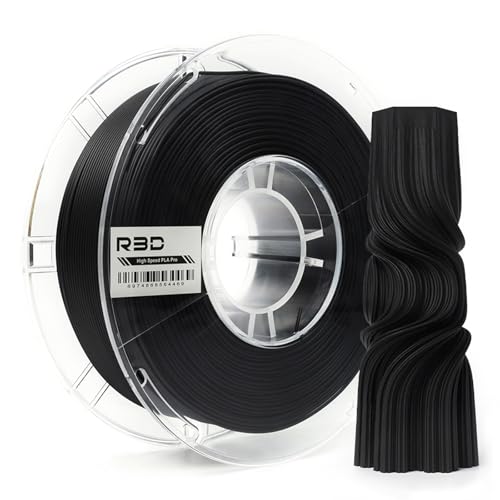 PLA Pro Mattschwarzes Hochgeschwindigkeitsfilament 1,75 mm 1 kg, 3D-Druckerfilament für 30–600 mm/s Hochgeschwindigkeitsdruck, Maßgenauigkeit +/- 0,02 mm, 1 kg Kunststoffspule, kompatibel mit AMS von R3D