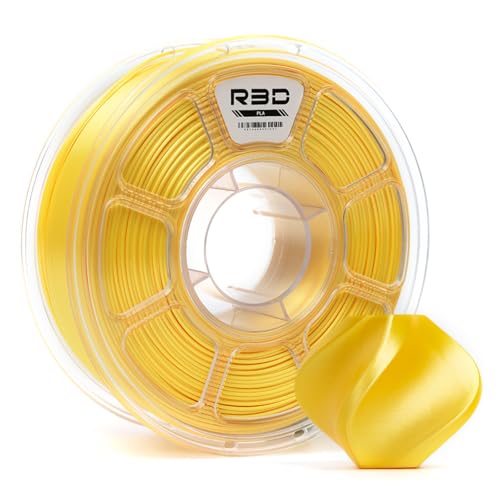 R3D PLA 3D-Filament 1,75 mm, 0–370 mm/s Hochgeschwindigkeitsdruck, Maßgenauigkeit +/- 0,02 mm, 1 kg (2,2 lbs), transparente Kunststoffspule, 3D-Druck-Filament (Seidengelb) von R3D