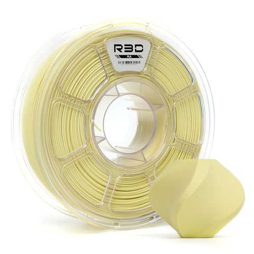 R3D PLA 3D-Filament 1,75 mm, 0–370 mm/s Hochgeschwindigkeitsdruck, Maßgenauigkeit +/- 0,02 mm, 1 kg (2,2 lbs), transparente Kunststoffspule, 3D-Druckfilament (matt cremegelb) von R3D