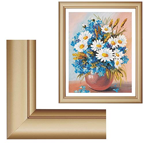 Bilderrahmen, für Bilder der Größe 40x50cm, Farbe gold matt, ideal für Malen nach Zahlen Bilder von Schipper oder Ravensburger (mit Antireflex-Acrylglas) von RAABEC