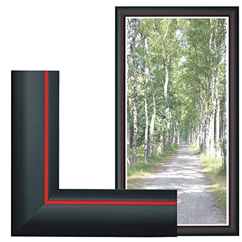 RAABEC Bilderrahmen für Größe 40x80 cm, Farbe Schwarz mit Rot, ideal für Malen nach Zahlen Bilder von Schipper oder Ravensburger (ohne Glas) von RAABEC