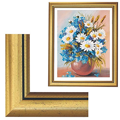 Bilderrahmen, für Bilder der Größe 40x50cm, Farbe Gold Antik, ideal für Malen nach Zahlen Bilder von Schipper oder Ravensburger (mit Antireflex-Acrylglas) von RAABEC