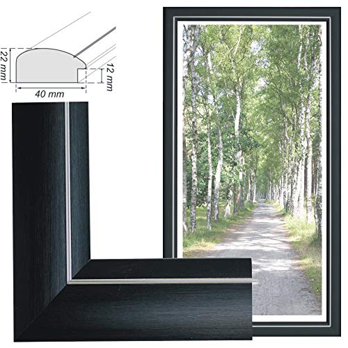 RAABEC Bilderrahmen für Bilder der Größe 40x80cm, Farbe Schwarz matt mit Silberstreifen, ideal für Malen nach Zahlen Bilder der Größe 40x80cm z.B. von Schipper, ohne Glas RAABEC Bilderrahmen für Bilder der Größe 40x80cm, Farbe Schwarz matt mit Silberstreifen, ideal für Malen nach Zahlen Bilder der Größe 40x80cm z.B. von Schipper, ohne Glas von RAABEC