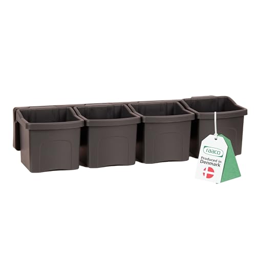 raaco Cup set 1 Paneelwagen mit 4 Bechern, Wandschiene mit Kunststoffbehälter 10,7 x 40,7 x 9 cm Gewicht 0,29 kg, Tragfähigkeit 12 kg. Ideal zum Organisieren und Aufbewahren Werkzeuge oder Kleinteile von Raaco