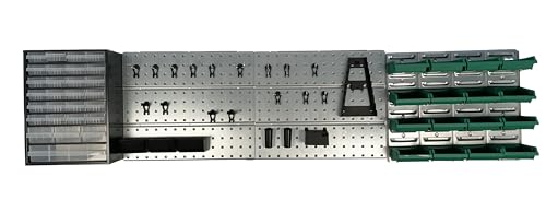 raaco Start Set 1, Werkzeugwand mit Lochwand + Werkzeughalter + Sortierboxen + Kleinteilemagazin für Werkstatt Ordnungssystem, 186,6 x 44 cm, Stabil & Hochwertig von RAACO