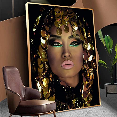 Leinwand Bilder Kunst Senza Cornice Golden Headwear Principessa e bellezza donna Nordic Print Picture Paintings per soggiorno Camera da letto decorazione 50x70cm von RAAMKA