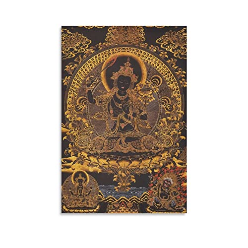 RAAMKA Bilder Wohnzimmer Modern Senza Cornice Manjushri Thangka Poster Canvas Wall Art Pictures for Bedroom Wall Art Gifts Decor 60X90cm von RAAMKA