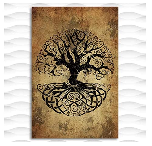 RAAMKA GemäLde Auf Leinwand Senza Cornice Yggdrasil Baum Des Lebens Poster e stampe d'arte murali Arredamento moderno per la casa da letto familiare 50x70cm von RAAMKA