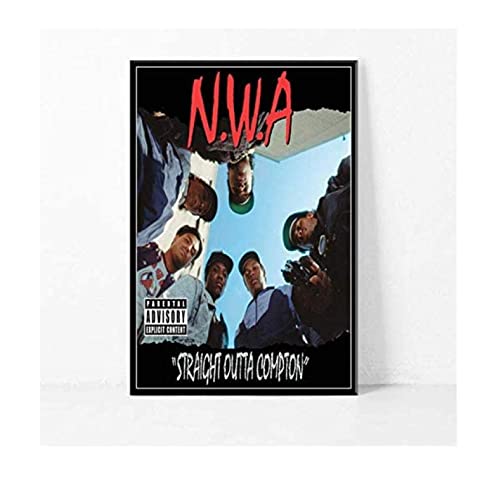 RAAMKA Leinwand Bedrucken Senza Cornice Hip Hop Music Team N.W.A Ice Cube Dr.Dre Eazy-E Old School Poster Soggiorno Camera da letto Pittura Opera d'arte 60x90cm von RAAMKA