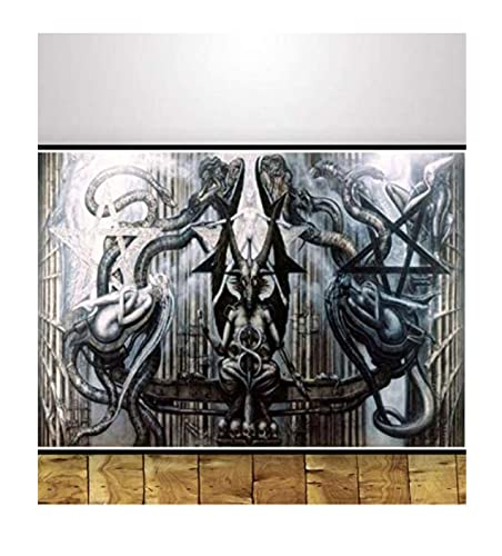 RAAMKA Malerei auf Leinwand Senza Cornice Hr Giger Li Ii Alien Horrorwork Retro Decorativo Soggiorno Poster 60x90cm von RAAMKA