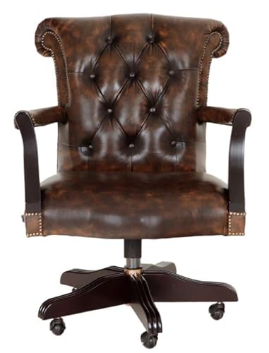 RAAVI Bürostuhl Chesterfield Court aus echtem Rindsleder Whisky von RAAVI