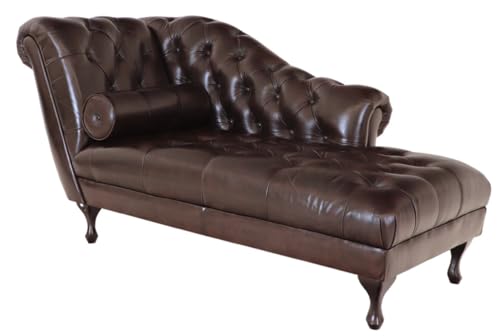 RAAVI Chaiselongue Chesterfield Delano aus echtem Rindsleder Braun von RAAVI