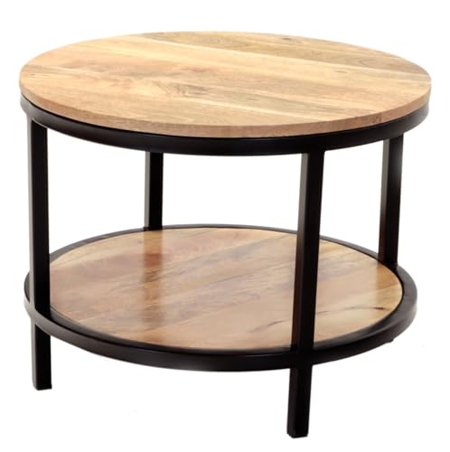 Runder Couchtisch Retro 60x45x60 aus Mangoholz von RAAVI