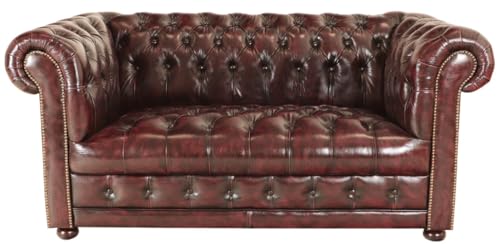 Zweisitzer-Sofa Chesterfield Manchester aus echtem Rindsleder New Red von RAAVI